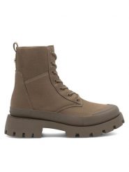 JENNY Botki MILANA WYL3497-6 Khaki. Brązowe botki Jenny, bez wzorów, z materiału, bez obcasa, na płaskiej podeszwie, bez zapięcia. Za 89.99 zł.