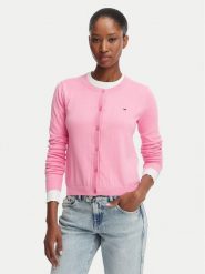 Tommy Jeans Kardigan DW0DW20976 Różowy Regular Fit. Czerwone swetry Tommy Jeans, s, bez wzorów, z bawełny, bez ramiączek. Za 369.99 zł.