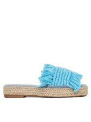DeeZee Klapki S855-1 Niebieski. Niebieskie klapki DeeZee, bez wzorów, z materiału, bez obcasa, bez zapięcia. Za 90.99 zł.