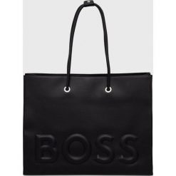 BOSS torebka kolor czarny. Czarne shopper bag Boss, bez wzorów, na ramię, bez dodatków. Za 849.99 zł.
