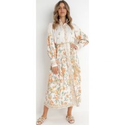 Beżowa Sukienka Igsten. Brązowe sukienki Born2be, m, bez wzorów, boho, bez kołnierzyka, bez ramiączek, maxi, rozkloszowane. W wyprzedaży za 146.99 zł.