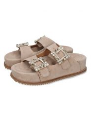 MELVIN & HAMILTON Skórzane klapki "Eve 3" w kolorze beżowym rozmiar: 37. Brązowe klapki Melvin & Hamilton, bez wzorów, ze skóry, klasyczne, z otwartym noskiem, bez obcasa, bez zapięcia. Za 304.99 zł.