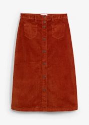 Spódnica sztruksowa midi z elastycznej mieszanki bawełny. Czarne spódnice bonprix, bez wzorów, z bawełny, midi. Za 124.99 zł.