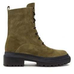 Trapery Pollini. Zielone traperki Pollini, bez wzorów, bez obcasa, bez zapięcia. Za 1,599.00 zł.