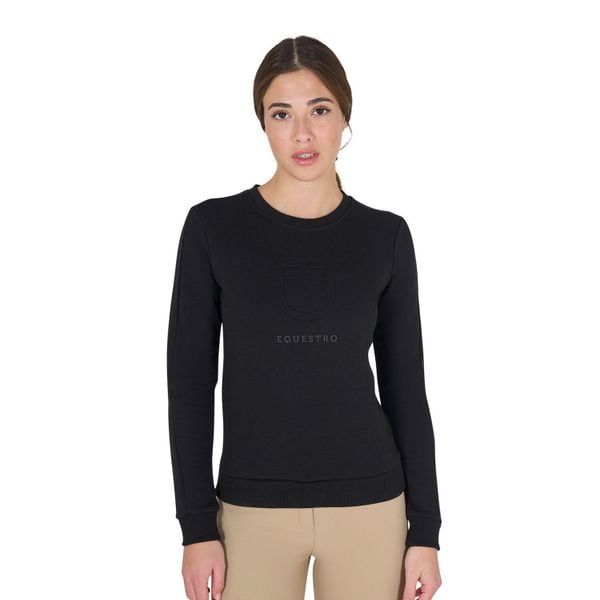Damska bluza z dekoltem Equestro. Czarne bluzy EQUESTRO, xl, bez wzorów, z bawełny, bez kaptura, do jazdy konnej. Za 329.71 zł.