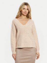 Guess Sweter W5RR03 Z3K70 Beżowy Regular Fit. Brązowe swetry Guess, xs, z aplikacjami, z bawełny, bez ramiączek. Za 319.99 zł.