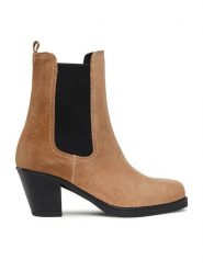 Simple Botki SL-36-02-000064 Brązowy. Brązowe botki Simple, bez wzorów, ze skóry, bez obcasa, na słupku, bez zapięcia. Za 249.99 zł.