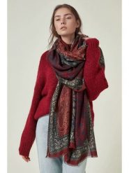 Lucky Bees Szal w kolorze bordowo-granatowym - 180 x 90 cm rozmiar: onesize. Czerwone szaliki i kominy Lucky Bees, bez wzorów, z materiału. Za 91.34 zł.