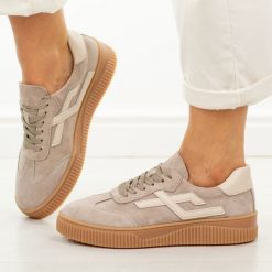 Khaki skórzane półbuty damskie Cambell 40345. Brązowe buty sportowe lifestyle Cambell, na jesień, bez wzorów, z dresówki, casualowe, z okrągłym noskiem, bez zapięcia. W wyprzedaży za 210.32 zł.