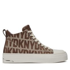 Trampki DKNY. Brązowe trampki DKNY, bez wzorów, bez zapięcia. Za 1,209.00 zł.