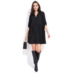 FILLE DU COUTURIER sukienka damska Oriane 38 czarny. Czarne sukienki Fille Du Couturier, bez wzorów, bez kołnierzyka, bez ramiączek, koszulowe. W wyprzedaży za 168.00 zł.