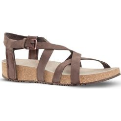 Sandały turystyczne damskie Quechua Outdoor. Czerwone sandały QUECHUA, bez wzorów, z kauczuku, sportowe, bez obcasa, bez zapięcia. Za 179.99 zł.