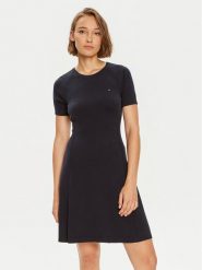 Tommy Hilfiger Sukienka codzienna WW0WW42461 Granatowy Slim Fit. Niebieskie sukienki Tommy Hilfiger, na co dzień, l, bez wzorów, z syntetyku, bez kołnierzyka, bez ramiączek, proste. Za 409.99 zł.