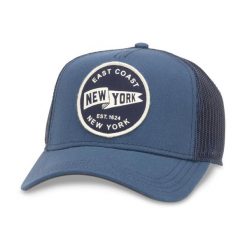 Czapka z daszkiem American Needle Valin New York Trucker - SMU679A-NY. Niebieskie czapki z daszkiem American Needle, bez wzorów, sportowe. Za 89.00 zł.