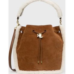 Lauren Ralph Lauren torebka zamszowa kolor brązowy. Brązowe torebki klasyczne Lauren Ralph Lauren, bez wzorów, z zamszu, zamszowe, bez dodatków. Za 2,089.90 zł.