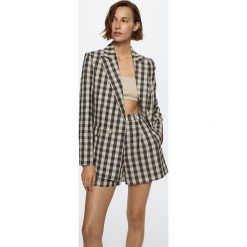 Mango marynarka Emily kolor beżowy dwurzędowa wzorzysta. Brązowe marynarki i żakiety Mango, l, bez wzorów, z włókna, bez ramiączek. Za 349.99 zł.