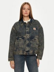 American Vintage Kurtka jeansowa Joybird JOY16FH24 Niebieski Oversize. Niebieskie kurtki American Vintage, l, bez wzorów, z bawełny, vintage, bez kaptura. Za 499.99 zł.