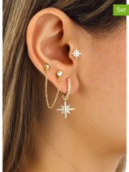 Miu Silver Pozłacane kolczyki (3 szt.) z cyrkoniami rozmiar: onesize. Szare kolczyki Miu Silver, z cyrkonią, pozłacane. Za 86.99 zł.