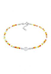 Elli Damska bransoletka na kostkę symbol pokoju koraliki szklane kolorowe w srebrze próby 925 Sterling Silver Bransoletki na nogę 1 ct Damski. Szare bransoletki Elli, srebrne. Za 248.99 zł.