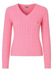 U.S. Polo Assn. Sweter w kolorze jasnoróżowym rozmiar: M. Różowe swetry U.S. Polo Assn., m, bez wzorów, z bawełny, bez ramiączek. Za 146.45 zł.