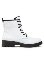 Geox Trapery J Casey G. G J9420G 000HH C0404 D Biały. Białe traperki Geox, bez wzorów, ze skóry, bez obcasa, bez zapięcia. Za 369.99 zł.