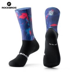 Skarpety rowerowe, kolarskie, sportowe kompresyjne do połowy łydki ROCKBROS. Czarne skarpetki ROCKBROS, bez wzorów, z materiału. Za 59.99 zł.