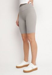 Jasnoszare Szorty Typu Kolarki z Wysokim Stanem Asallie. Szare szorty Born2be, z aplikacjami, sportowe. Za 59.99 zł.