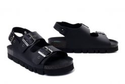 DR. BRINKMANN 710165-01 schwarz, sandały damskie. Czarne sandały Dr. Brinkmann, bez wzorów, bez obcasa, bez zapięcia. Za 264.90 zł.