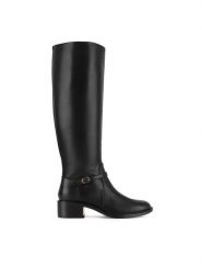 DeeZee Kozaki HY2T609-2 Czarny. Czarne kozaki DeeZee, bez wzorów, ze skóry, bez obcasa, na słupku, bez zapięcia. Za 175.99 zł.