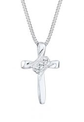 Elli Krzyż damski z kryształami w srebrze próby 925 Sterling Silver Naszyjniki 1 ct Damski. Szare naszyjniki Elli, z materiału, srebrne. Za 293.99 zł.