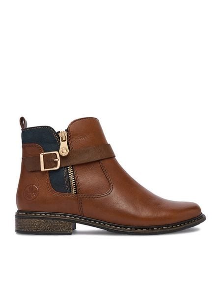 Rieker Botki CEO-Z4959-22 Beżowy jasny. Brązowe botki Rieker, bez wzorów, ze skóry, bez obcasa, na płaskiej podeszwie, bez zapięcia. Za 429.99 zł.