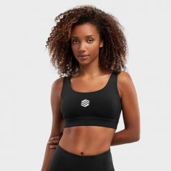 Stanik sportowy fitness damski Fartlek Black. Czarne biustonosze sportowe SIROKO, bez wzorów, z elastanu, na fitness i siłownię. Za 106.00 zł.