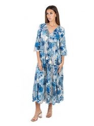 Isla Bonita by SIGRIS Sukienka w kolorze niebieskim rozmiar: L. Niebieskie sukienki Isla Bonita by SIGRIS, na co dzień, l, bez wzorów, z bawełny, bez kołnierzyka, bez ramiączek, maxi, proste. Za 189.29 zł.