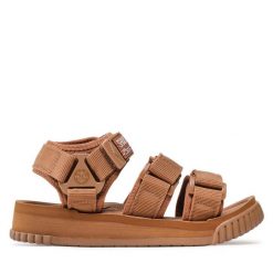 Sandały Shaka. Brązowe sandały Shaka, bez wzorów, bez obcasa, na płaskiej podeszwie, bez zapięcia. Za 369.99 zł.