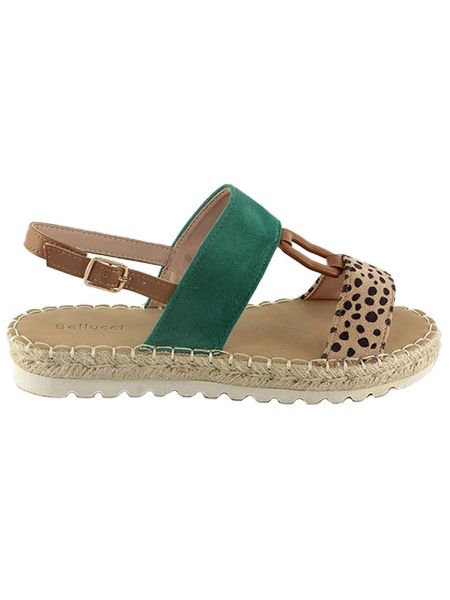 Bellucci Sandały w kolorze zielono-jasnobrązowym rozmiar: 38. Brązowe sandały Bellucci, bez wzorów, klasyczne, z otwartym noskiem, bez obcasa, bez zapięcia. Za 101.47 zł.