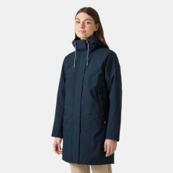 Płaszcz damski Helly Hansen Koster. Niebieskie kurtki przeciwdeszczowe Helly Hansen, bez wzorów, bez kaptura. Za 851.00 zł.
