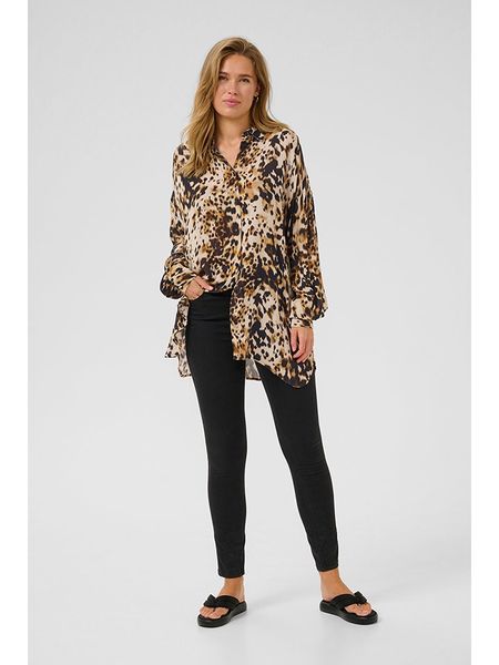 Kaffe Tunika w kolorze beżowym rozmiar: 42. Brązowe tuniki Kaffe, bez wzorów, z wiskozy, bez kołnierzyka, bez ramiączek. Za 91.56 zł.