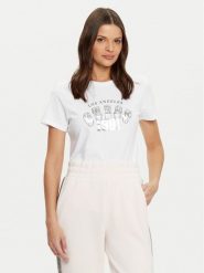 Guess T-Shirt V5RI06 I3Z14 Biały Regular Fit. Białe t-shirty Guess, xs, z aplikacjami, z bawełny, bez kołnierzyka, bez ramiączek. Za 109.99 zł.