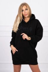 Bluza ocieplana z haftowanym napisem oversize czarna. Czarne bluzy KESI, l, bez wzorów, z bawełny, bez ramiączek, bez kaptura. Za 238.37 zł.