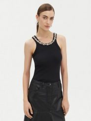 PINKO Top 105378 A2P9 Czarny Regular Fit. Czarne topy Pinko, m, bez wzorów, z bawełny, bez kołnierzyka, bez ramiączek. Za 919.99 zł.