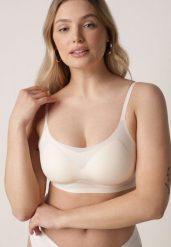 Jasnobeżowy Bezszwowy Biustonosz Bez Fiszbin z Usztywnianymi Miseczkami Leavessa. Brązowe biustonosze Born2be, bez wzorów, z tkaniny. Za 29.99 zł.