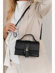 Lia Biassoni Skórzana torebka w kolorze czarnym - 20 x 13 x 6 cm rozmiar: onesize. Czarne torebki klasyczne Lia Biassoni, z aplikacjami, z materiału, przez ramię, bez dodatków. Za 217.99 zł.