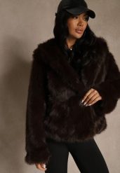 Brązowa Kurtka Futerko z Nieodpinanym Kapturem Vetisala. Brązowe kurtki Renee, l, bez wzorów, z futra, eleganckie. Za 229.99 zł.