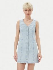 Levi's® Sukienka jeansowa Vianna Vest 001WL-0000 Błękitny Regular Fit. Niebieskie sukienki l, bez wzorów, z bawełny, bez kołnierzyka, bez ramiączek. Za 219.99 zł.