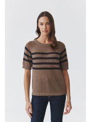 TATUUM Sweter "Elea" w kolorze jasnobrązowo-granatowym rozmiar: XL. Brązowe swetry Tatuum, xl, bez wzorów, ze lnu, bez ramiączek. Za 204.48 zł.