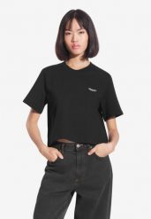 Koszulka sportowa damska Prosto Heavyweight z krótkim rękawem. Czarne t-shirty sportowe Prosto., l, z aplikacjami, z bawełny, bez ramiączek. Za 73.99 zł.