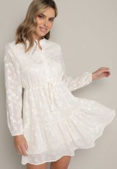 Jasnobeżowa Rozkloszowana Sukienka z Tkaniny Plumeti ze Ściągaczem w Talii i Falbanką Ilisia. Brązowe sukienki Born2be, l, bez wzorów, z tkaniny, boho, bez kołnierzyka, bez ramiączek, mini, rozkloszowane. W wyprzedaży za 72.24 zł.