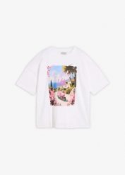 T-shirt oversize z czystej bawełny organicznej. Białe t-shirty bonprix, bez wzorów, z bawełny, bez kołnierzyka, bez ramiączek. Za 67.99 zł.