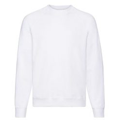 Bluza Unisex Adult Classic Plain Raglan. Białe bluzy fruit of the loom, m, bez wzorów, z bawełny, bez ramiączek, bez kaptura. Za 78.99 zł.