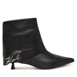 Botki KARL LAGERFELD. Czarne botki KARL LAGERFELD, bez wzorów, bez obcasa, na szpilce, bez zapięcia. Za 1,144.00 zł.
